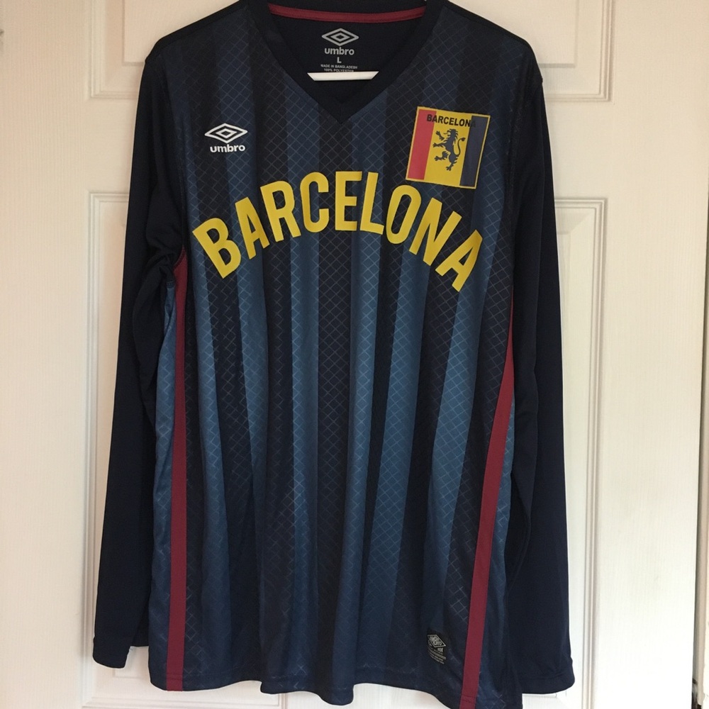 Umbro Barcelona Long Sleeve Soccer Jersey - Navy & Yellow